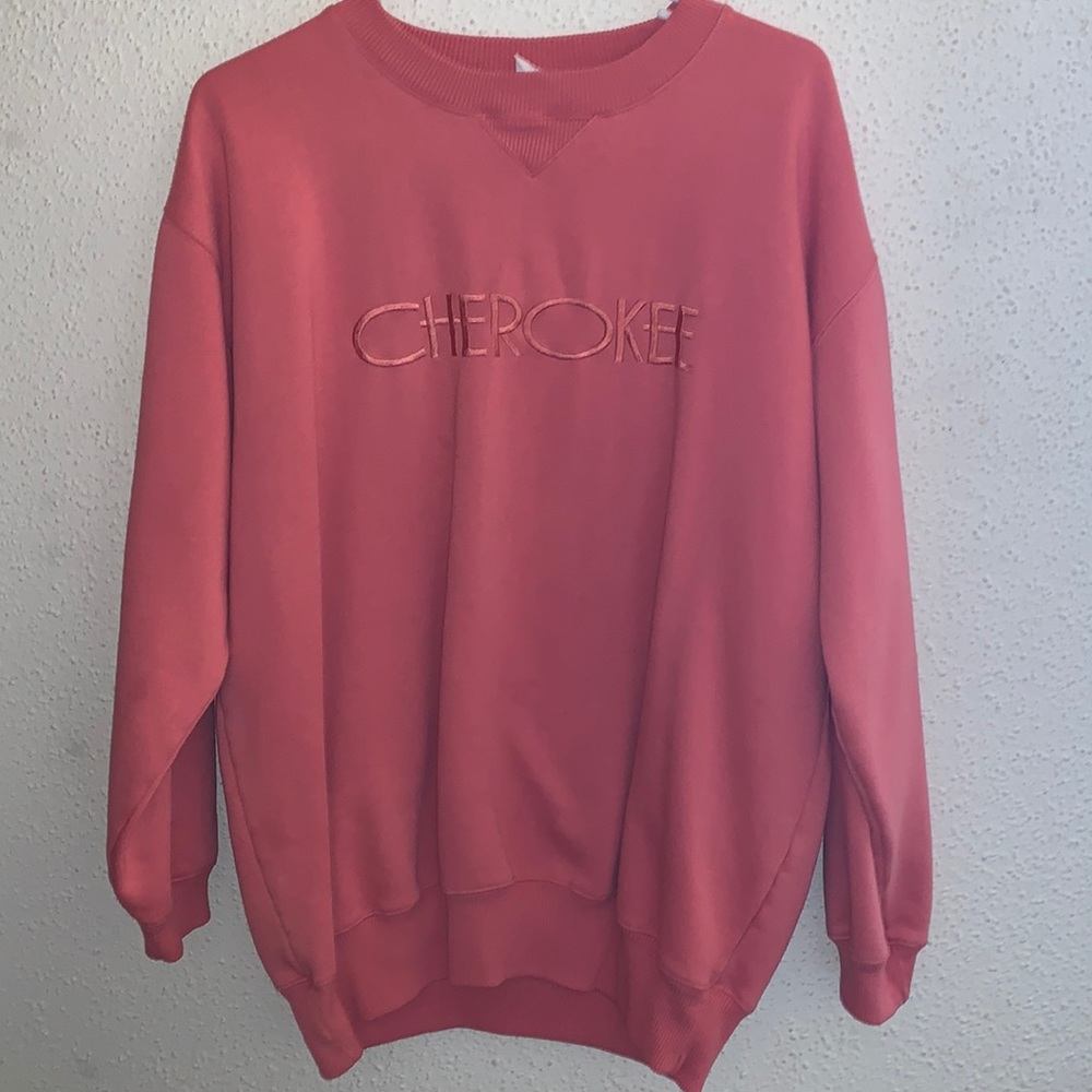 pink cherokee over sizes crew neck. size medium. cotton material